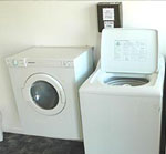 The modern, efficient washers in our laundry can handle the average families laundry needs, we have a dryer and drying area available. Soap powder is available at reception. 